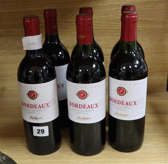 Six bottles of Bordeaux Fontagnac, 17, red